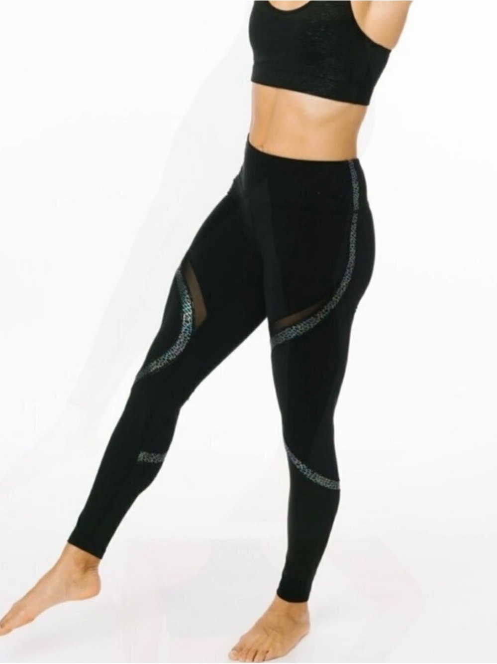 Zyia Black High-Waist Performance Reflective Serpent Leggings - 28”